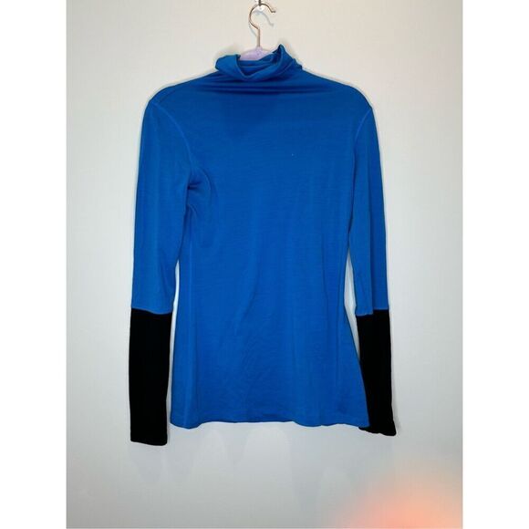 Lululemon St Moritz Turtleneck Blue with Black sleeves Merino Wool - Picture 1 of 6
